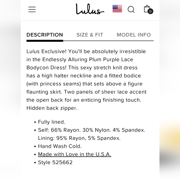 Lulu’s Endlessly Alluring Plum Purple Lace Open Back Bodycon Dress size M new - Picture 9 of 10